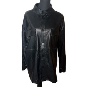 OAK + FORT Black Vegan Leather Jacket